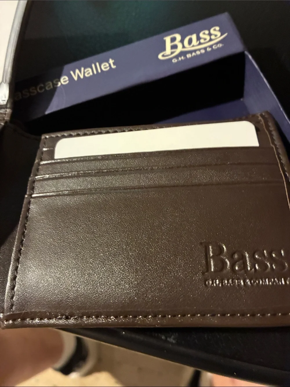 Bass Tan Canvas with Brown Leather Trim Passcase Wallet